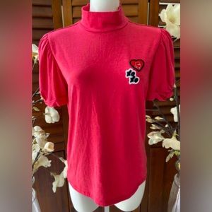 Karl Lagerfeld Paris Logo XOXO Shirt Pleated Short Sleeve Womens Size XS